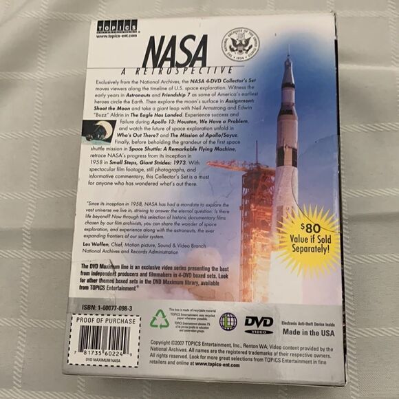 Nasa A Retrospective 9 Films 4 DVD’S Collector’s Set Astronauts Friendship 7 USA - Picture 2 of 7